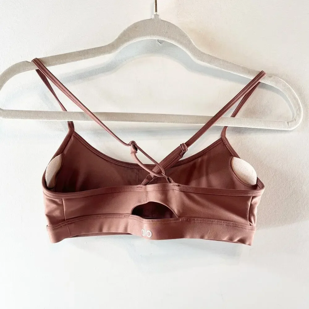 Alo Airlift Intrigue Sports Bra Chestnut Brown Small